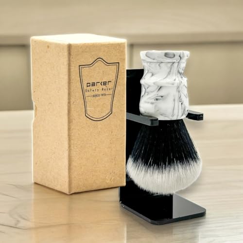 Parker Arctic Storm Ultra-Soft Synthetic Shaving Brush with Stand