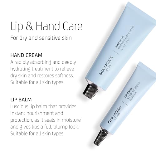 Blue Lagoon Iceland Hand Cream and Lip Balm Set | Bioactive Skincare for Dry Skin