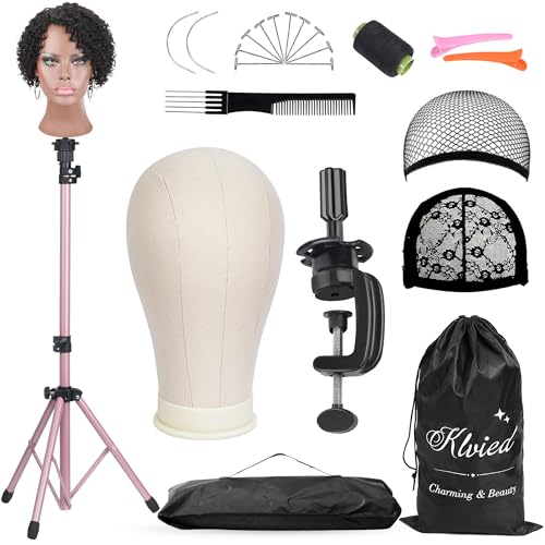 Reinforced Wig Mannequin Stand with Head Set - Rose Golden, 51.48 Inch