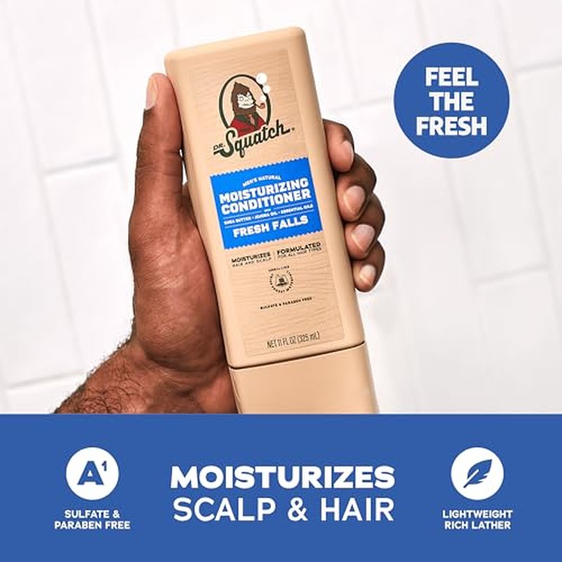 Dr. Squatch Natural Men's Shampoo and Conditioner Set - Healthy, Full Looking Hair - Fresh Falls Natural Shampoo and Conditioner for Men (11 fl oz, 2-Pack)