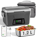 Herrfilk Gray Cordless Electric Heated Lunch Box 1.2L Self-Heating Food Warmer