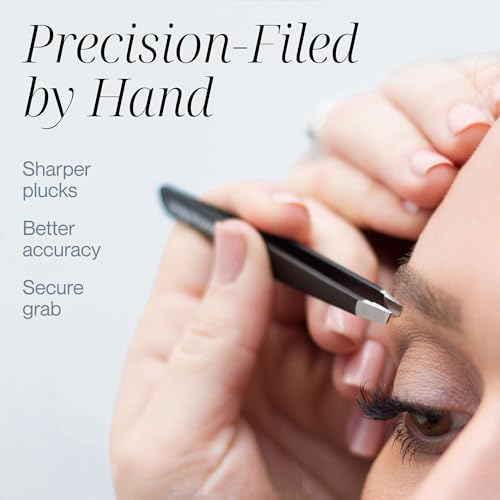 Tweezer Guru Tweezers for Women Facial Hair & Men ? Precision Slant-Pointed Eyebrow Tweezer for Ingrown Hair, Blackhead & Splinter Removal (Black)