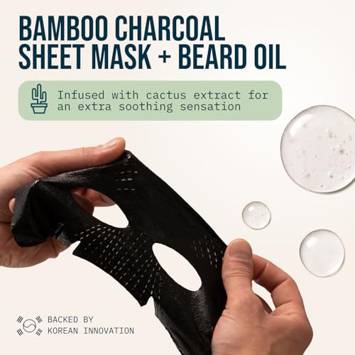 Charcoal Face Mask for Men with Beard Oil - Hydrating Detox & Grooming - Variation: Charcoal for Bearded Men