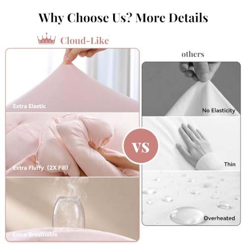 King Fluffy Pink Comforter Set - 3 Piece Cloud-Like Bedding for All Seasons
