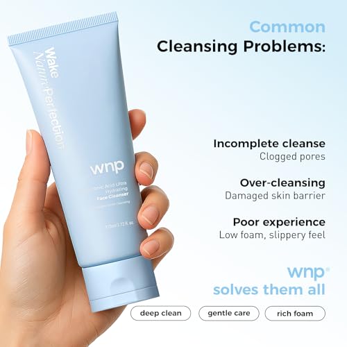 WNP Centella & 4D Hyaluronic Acid Ultra-Hydrating Gentle Face Cleanser with 50% Amino Acid, Ceramide & Centella Asiatica. Gentle Daily Facial Wash for Dry & Sensitive Skin. Vegan SkinCare