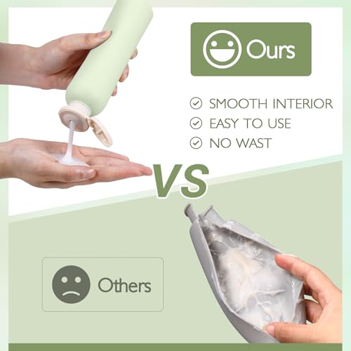 Green Plastic Refillable Travel Shampoo & Conditioner Bottles - 13.5oz Pack of 2