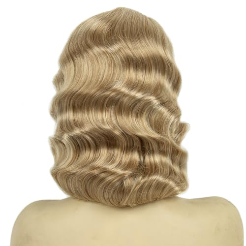 MEDISIFA Blonde 1920s Flapper Wig for Women Gatsby Roaring 20s Costume - Finger Wave Vintage Party Hair