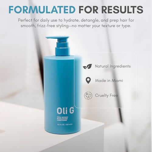 Oli G Total Refresh pH Balancing Hair Conditioner 10 Fl Oz - All Hair Types, With Marula Oil & Botanical Proteins
