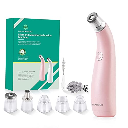 NEWDERMO 2-IN-1 Microdermabrasion Machine for Facial, Diamond Microdermabrasion Device USB Rechargeable (Pink) with Extra Microdermabrasion Filters 120 Pcs