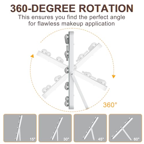 Hasipu Vanity Mirror with Lights, Hollywood 18" x 14" LED Makeup Mirror, 3 Modes Light, Smart Touch Control Dimmable, 360¡ÆRotation, Rounded Rectangle White Frame