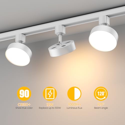 Diffuse LED Track Lighting Heads H Type 12W 3000K White 6 Pack - Easy Install