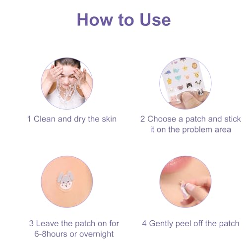 Cute Animal Hydrocolloid Pimple Patches, Acne Treatment with Salicylic Acid, Tea Tree Oil, Fast Healing and Gentle on Skin (120 Count)