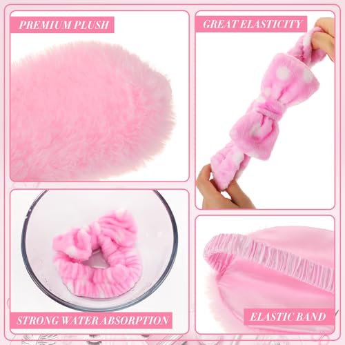 Pink and Dot Spa Sleepover Party Favors Set - 48 Pieces with Headbands & Eye Masks