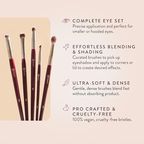 Eyeshadow Brush Set for Hooded & Smaller Eyes - 5 Vegan, Cruelty-Free Makeup Brushes