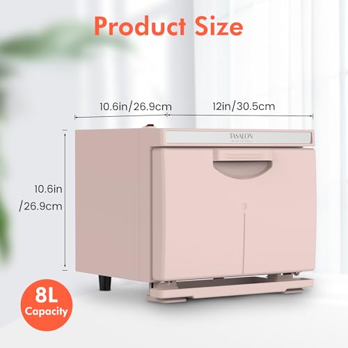 TASALON 8L Hot Towel Warmer Cabinet with Aluminum Inner Chamber, Pink