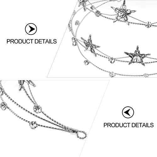 Silver Rhinestone Star Crown Bridal Headpiece for Women & Girls