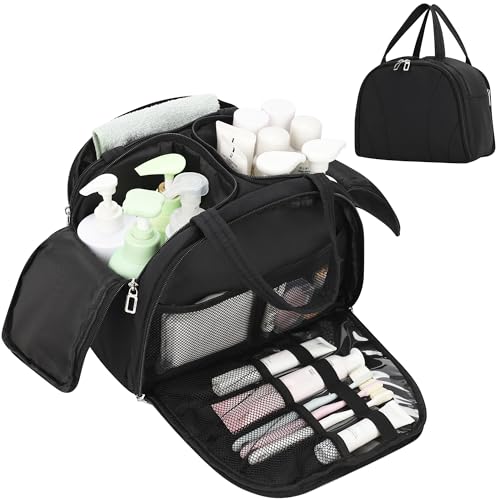 Travel Toiletry Bag, Lightweight Large Toiletry Bag for Women Wide-Open Ultra Light Cosmetic Makeup Bag Standing Toiletry Organizer with Handle for Full-Size Toiletries, Travel Essentials, Accessories