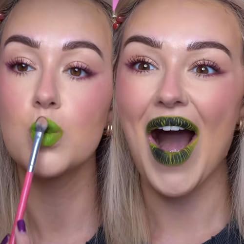 St Patrick¡¯s Day Green Matte Lipstick for Women, Green Lip Face Body Paint Stick, Halloween SFX Witch Makeup Elphaba Costume Face Paint Stick, Waterproof Long Lasting Lip Balm for Goth Clown Makeup