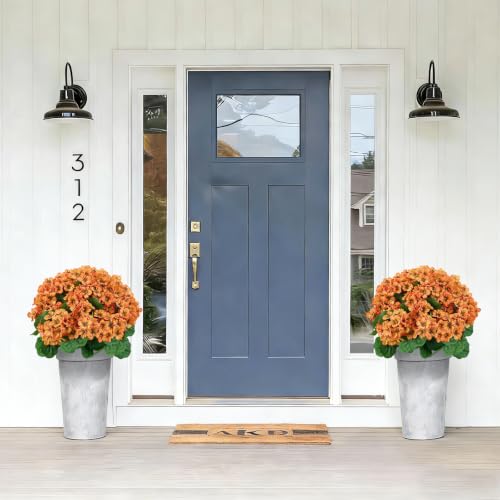 Orange Artificial Geranium Flower Ball - 18 Inch Fall Outdoor Decor for Porch & Garden - UV Resistant Faux Plant - Thanksgiving & Harvest Decoration - Variation 2