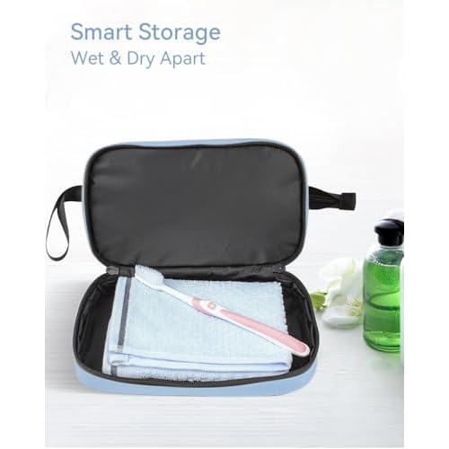 Travel Toiletry Bag, Hanging Toiletry Bag with Wet & Dry Compartments for Women and Men, Portable Makeup Bag with Smooth Zippers, Built to Last for Home, Travel, Gym, Easy to Clean