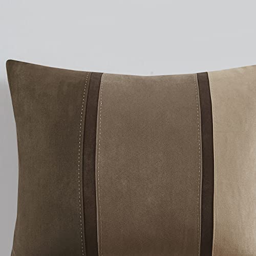 Madison Park Queen Faux Suede Comforter Set 7pcs - Brown & Pieced Design