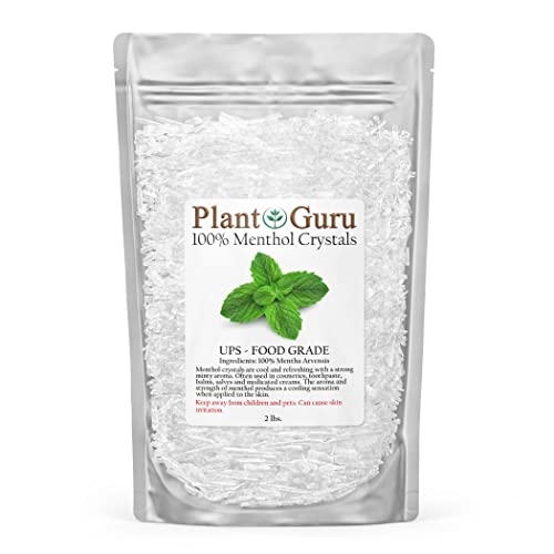 Menthol Crystals 2 lbs. Bulk Mentha Arvensis 100% Pure Natural USP Food Grade - Great For Cosmetics, Salves, Balms, Creams and Soap Making.