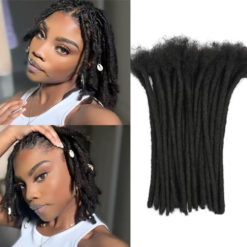 Dreadlock Extensions Human Hair 8 Inch 60 Strands - Natural Black, Can Be Dyed & Curled - Handmade, Full & Lightweight (Variation of THIS listing: 8inch/60strands / 0.8cm#1B)