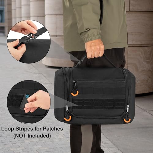 Men's Large Hanging Toiletry Bag with Multiple Compartments - Black