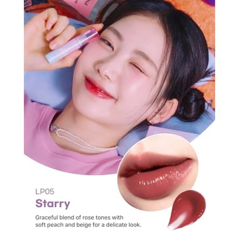 DEARMAY LA PISTE LIP TINT LP05 Starry 0.14 oz. long lasting lip stain with glossy finish and lightweight texture, non sticky, hydrating formula with no flaking and glassy vivid tint, korean makeup