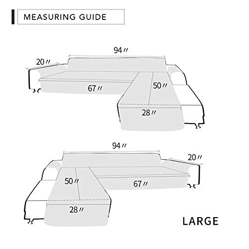 Easy-Going Reversible Ivory Large Sectional Couch Cover, L-Shape Sofa Protector