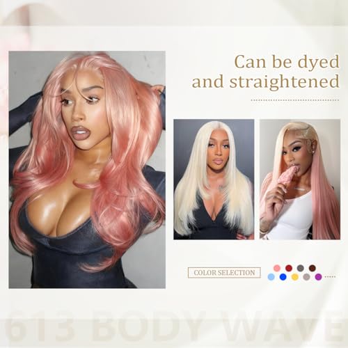 Baierte 28 Inch Blonde Lace Front Human Hair Wig 613 Body Wave 13x4