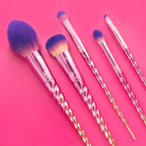 MODA Mythical Star 6pc Travel-Size Makeup Brush Kit ? Vegan Face & Eye Brushes with Holographic Travel Case