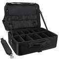 Relavel Extra Large Makeup Case Travel Makeup Train Case Professional Makeup Artist Bag Portable Nail Organizer Box Art Supply Case with Adjustable Dividers/Attach to Trolley/Shoulder Strap (Black)