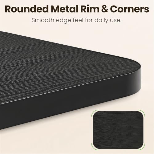 Kitstorack Black Folding TV Tray Tables Set of 2 No Assembly Rounded Metal Rims