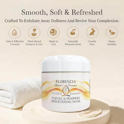 Florencia Papaya & Pumpkin Brightening Face Mask - Exfoliating 2 oz