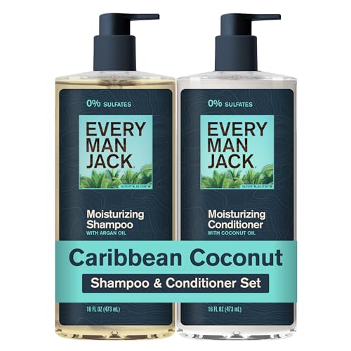 Every Man Jack Shampoo & Conditioner Set for Men - Caribbean Coconut 2 Pack