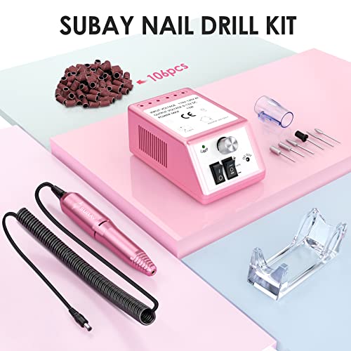 Subay Professional Nail Drill Machine, Electric Nail Drill with Adjustable Speed, PU Leather Nail Arm Rest, Foldable, Aluminum, Model: 7adef094-2201-4699-ac52-15055fad8612