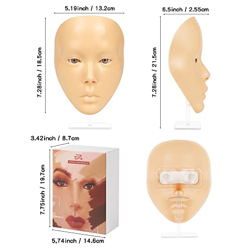 Makeup Practice Full Face Silicone Mannequin Head with Brushes & Accessories - Yellow Variation