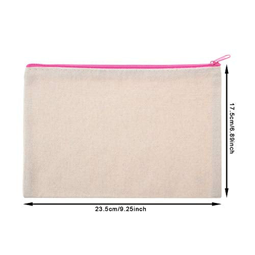 Frienda 18 Pcs Canvas Makeup Bags with Zipper - Large Multipurpose Cosmetic Organizer Set