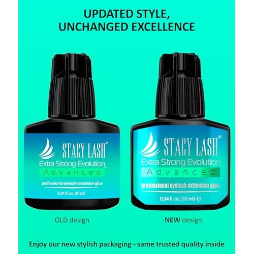 STACY LASH Extra Strong Evolution Advanced Eyelash Extension Glue (0.34fl.oz/10ml)/ 1Sec Dry /6Weeks Retention/Black Adhesive