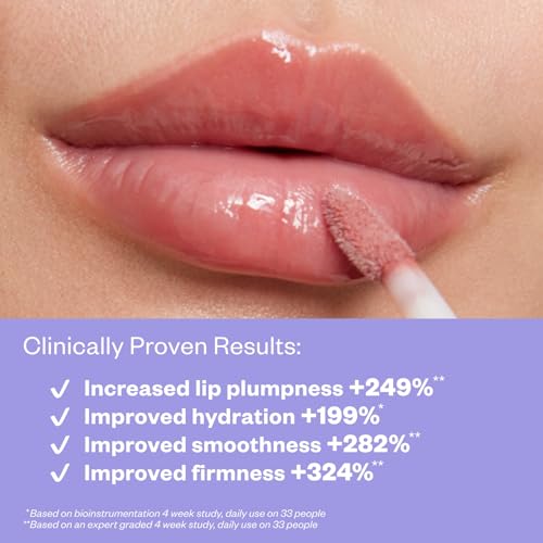 Kosas Unbuttoned Hydrating Lip Oil Gloss with Hyaluronic Acid & Peptides - Non-Sticky, Sheer Tint