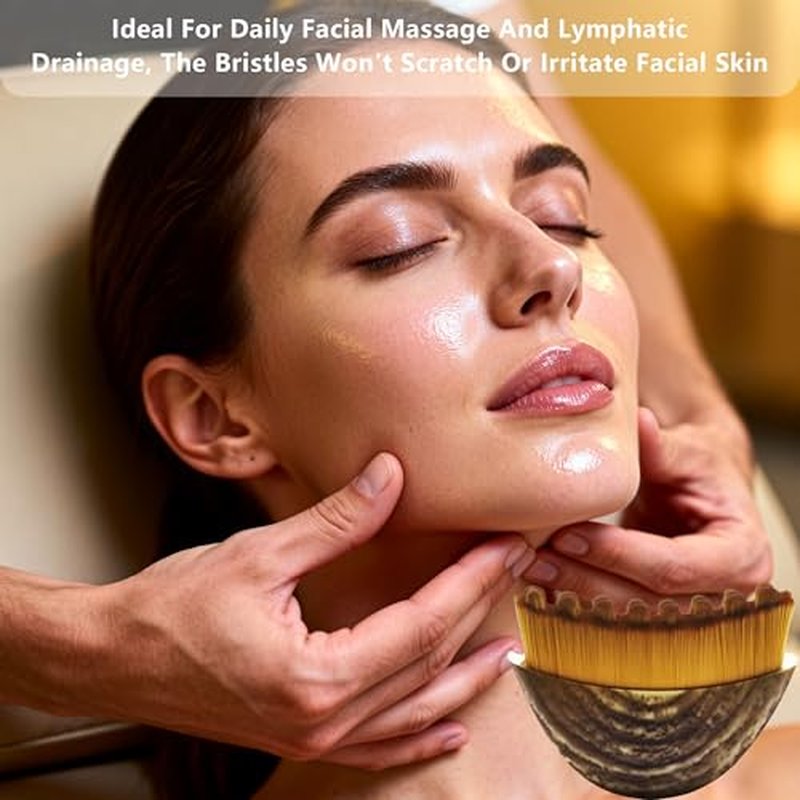 2 PCS Lymphatic Contour Face Brush ? Lymphatic Drainage Massager for Face, Chin & Jawline Sculpting, Anti-Puffiness Dry Brushing Tool with Ergonomic Design & Soft Bristles for All Skin Types