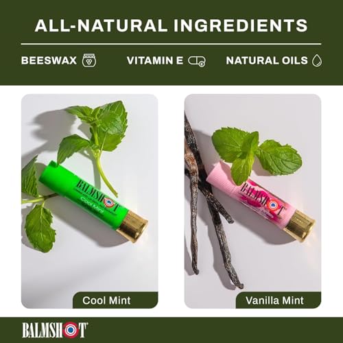 Lip Balm 4-Pack with SPF 15 - Mint & Vanilla Mint, Beeswax, Rugged Brass Tube