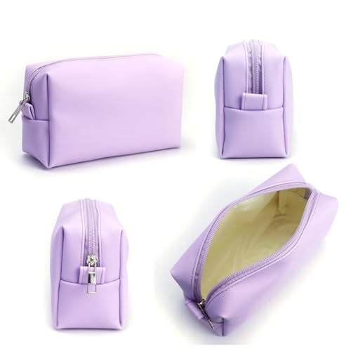 Travel Makeup Bags Set, 3-Piece Large Toiletry Organizer, Multi-Size Cosmetic Bags with Zipper (Purple)
