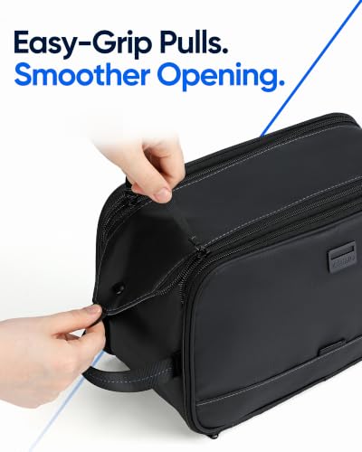 Large Travel Toiletry Bag for Men - Dual Compartment Dopp Kit - Black
