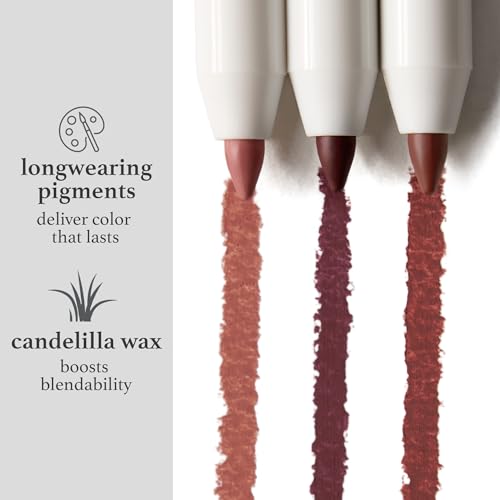 Lip Balm & Lip Liner Set - Tinted Moisturizing Lipstick & Retractable Lip Pencil