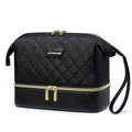 LOVEVOOK Travel Makeup Bag - Black Medium Double Layer Cosmetic Organizer