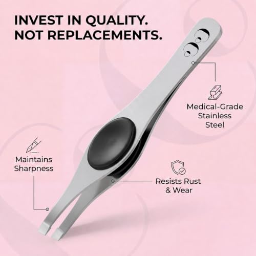 Precision Facial Hair Tweezers with Slant Tip - Eyebrow Plucker for Women and Men