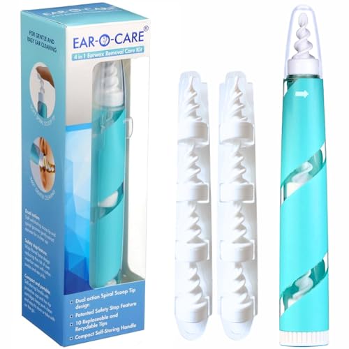 Ear-O-Care Premium 4-in-1 Ear Wax Removal Kit with Soft Silicone Tips & Safety Stop – Portable Ear Cleaning Tool