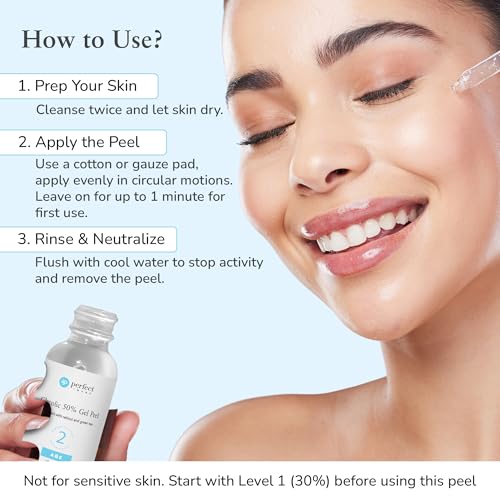 Glycolic Acid 50% Gel Peel with Retinol & Green Tea Extract - Professional Skin Exfoliant, 1 oz (50% Strength)
